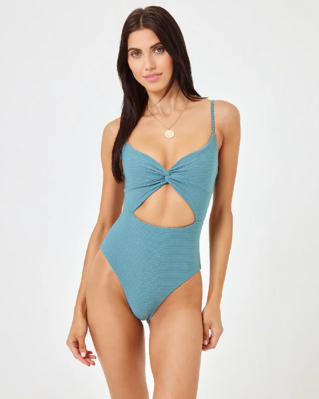 ladies one-piece swimsuit water play -Eco Chic Repreve® Kyslee One Piece Swimsuit - Slated Glass