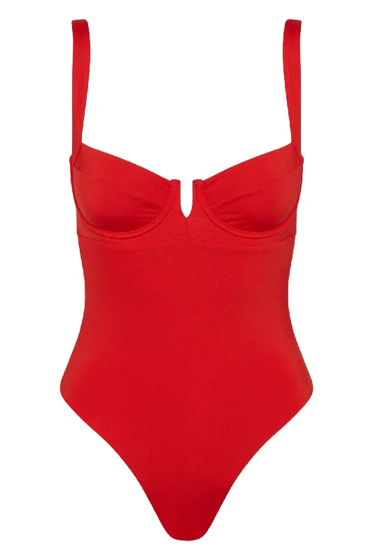 ladies one-piece swimsuit houndstooth -Clovelly One Piece - Chili Pepper