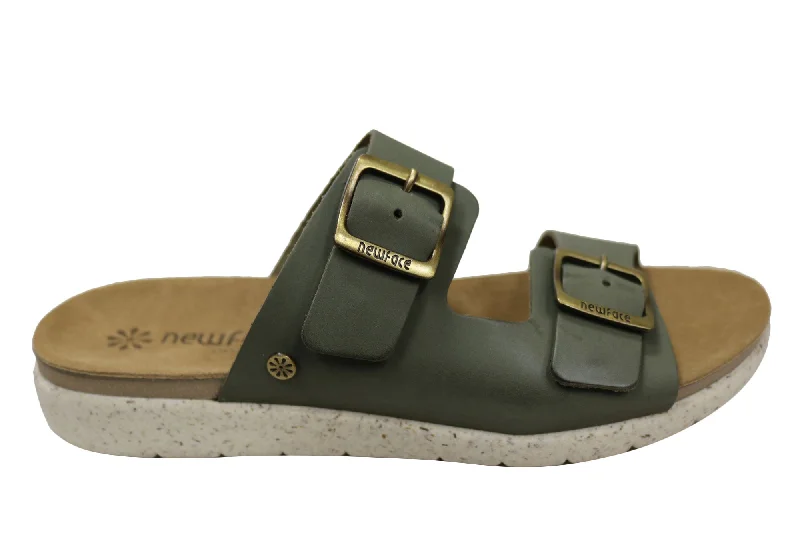 Women’s sandals travel ease -New Face Lockia Womens Comfort Leather Slides Sandals Made In Brazil