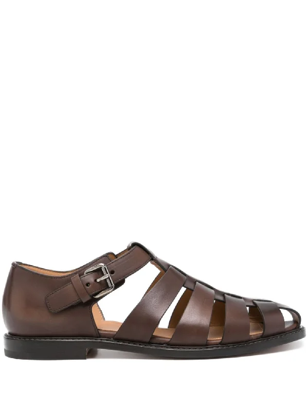 Women’s sandals pointed toe sleek -CHURCH'S Modern Fisherman Sandals for Men in Brown Leather