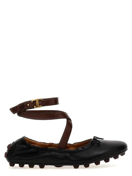 Women’s sandals beaded detail -TOD'S Ballerina Leather Flats with Strap