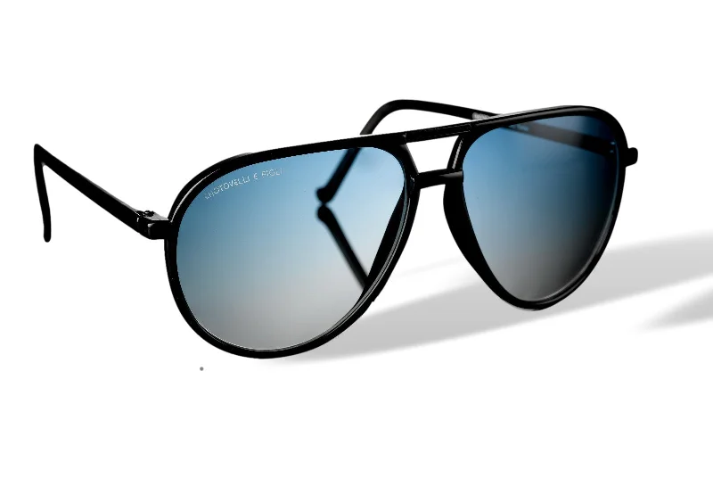 ladies sunglasses flat look -Aviator Sunglasses- Black/Blu