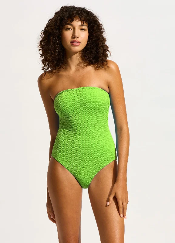 ladies one-piece swimsuit solo dip -Sea Dive Bandeau One Piece - Jasmine Green