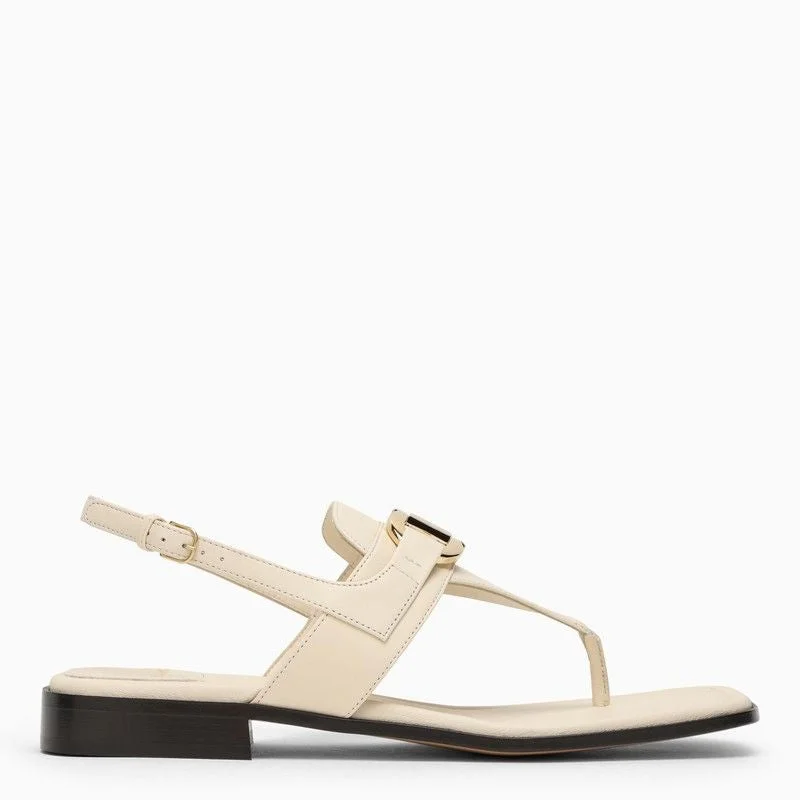 Women’s sandals sky light glow -Ivory Gancini Thong Sandal by Ferragamo