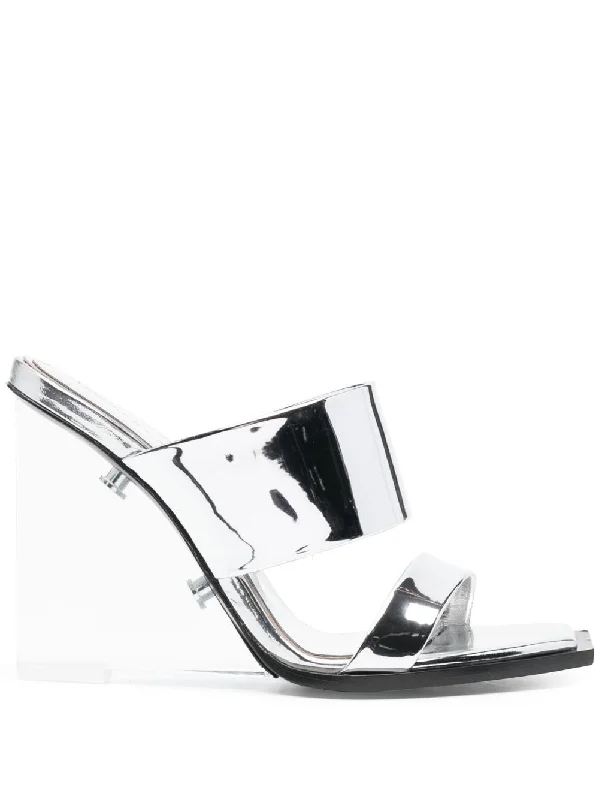 Women’s sandals adjustable fit -ALEXANDER MCQUEEN Silver Mirror Sandals for Women (FW23)