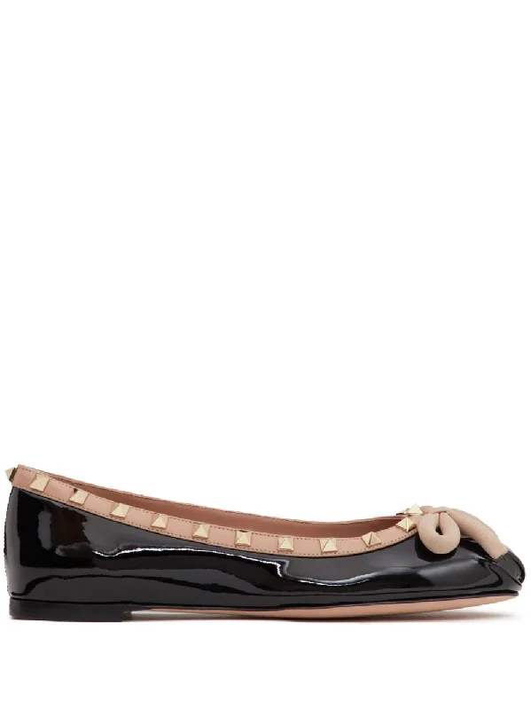 Women’s sandals eco-friendly craft -VALENTINO GARAVANI Rockstud Leather Ballet Flats