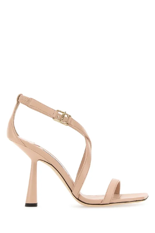 Women’s sandals lightweight lift -JIMMY CHOO Elegant Leather Jessica Sandals with 10 cm Heel