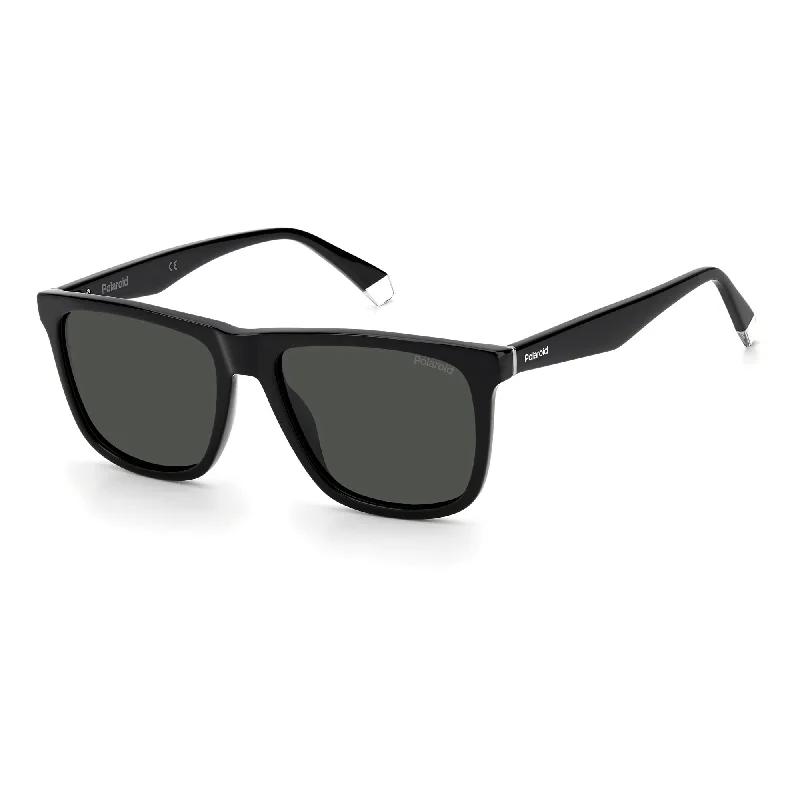 ladies sunglasses sharp bend -Polaroid PLD 2102/S/X 807 55M9(PLD53) Unisex Black Sunglasses