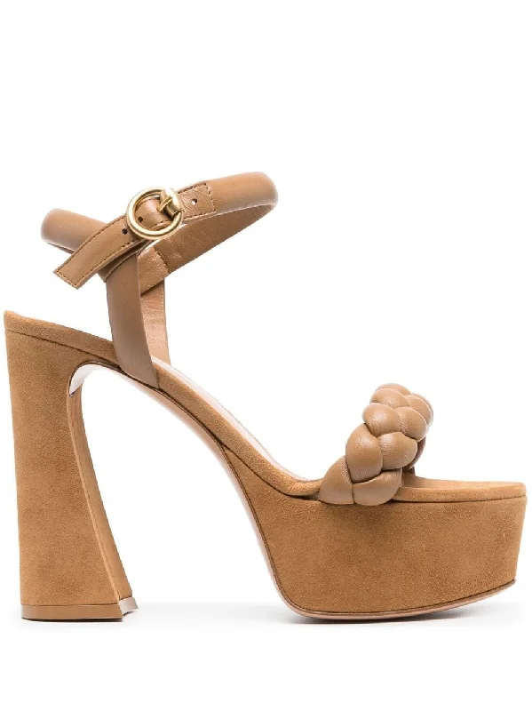 Women’s sandals wide width ease -GIANVITO ROSSI Caramel Suede Platform Sandals for Women