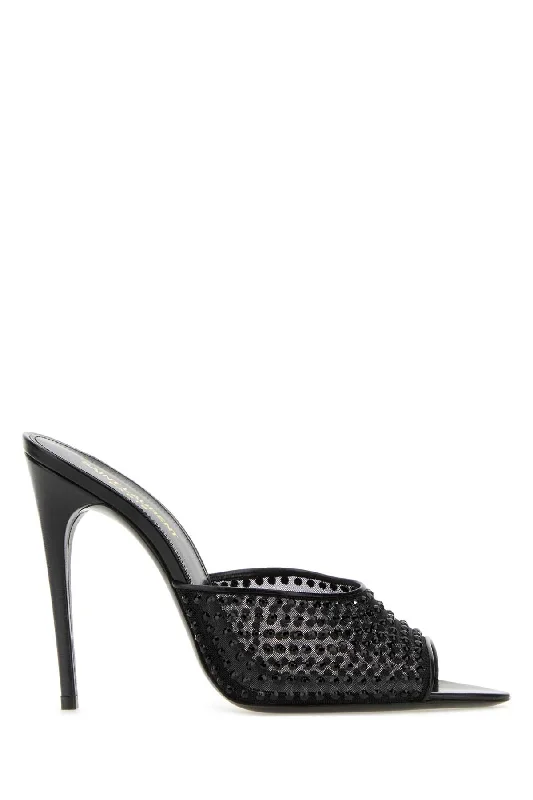 Women’s sandals outdoor trek -SAINT LAURENT Embellished Mesh Gippy 110 Flat Sandals