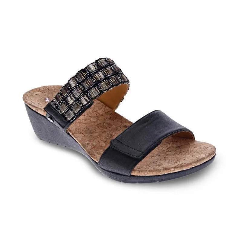 Women’s sandals cushioned insole -Revere Sorrento Women's Slip-on Wedge Sandals In Onyx