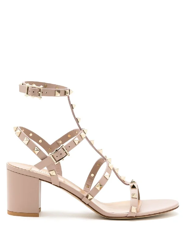 Women’s sandals slip-on sleek -VALENTINO GARAVANI Chic Studded Leather Sandals with Ankle Strap