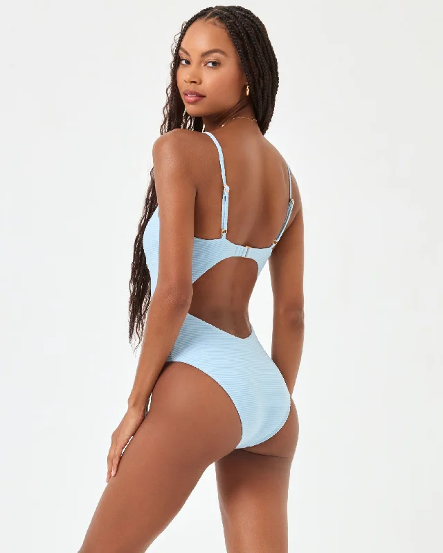 ladies one-piece swimsuit fair cost -Eco Chic Repreve® Kyslee One Piece Swimsuit - Sky Blue