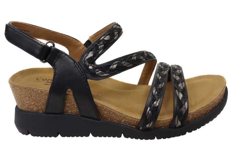 Women’s sandals studded edge -Comfortiva Silvia Womens Comfort Footbed Wide Fit Leather Sandals