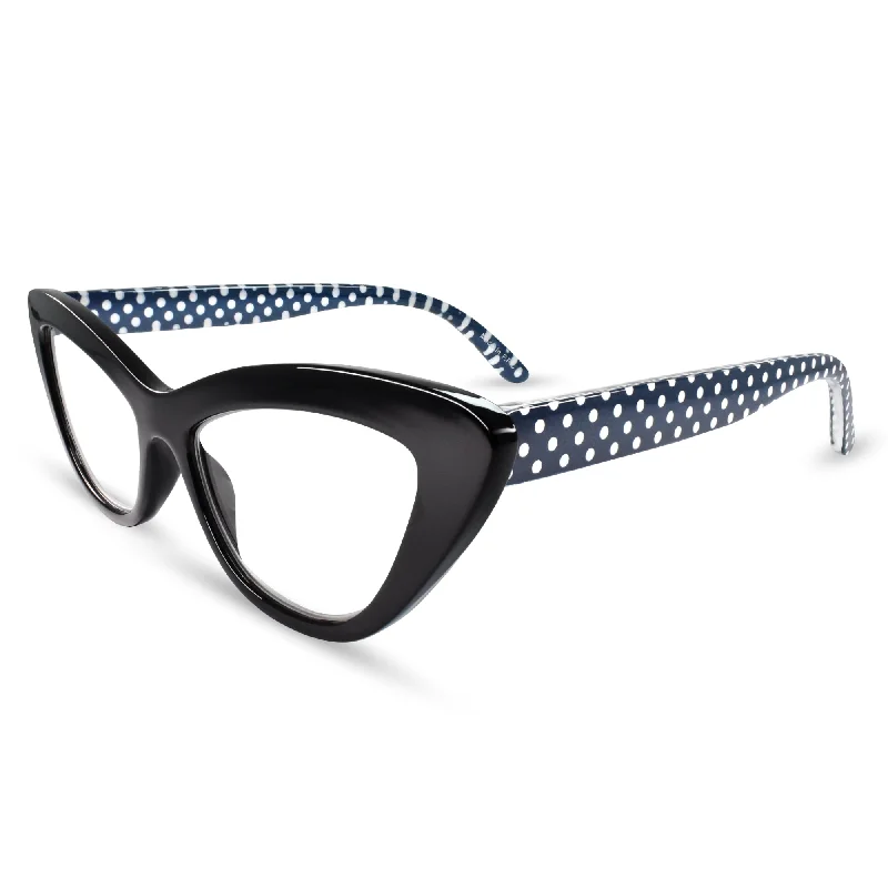 ladies sunglasses brick pattern -Polka Dots Cat Eye Reading Glasses | R-866