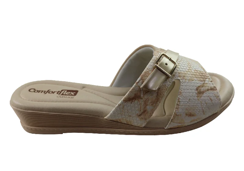 Women’s sandals sunset stroll -Comfortflex Rosie Womens Comfort Wedge Slides Sandals Made In Brazil