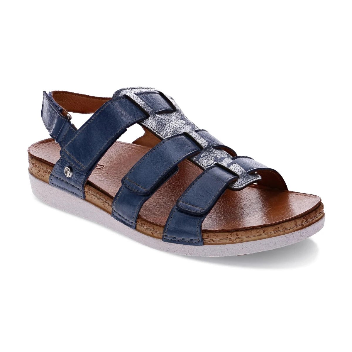 Women’s sandals striped edge -Revere Santorini Women's 4 Strap Gladiator Sandals In Blue