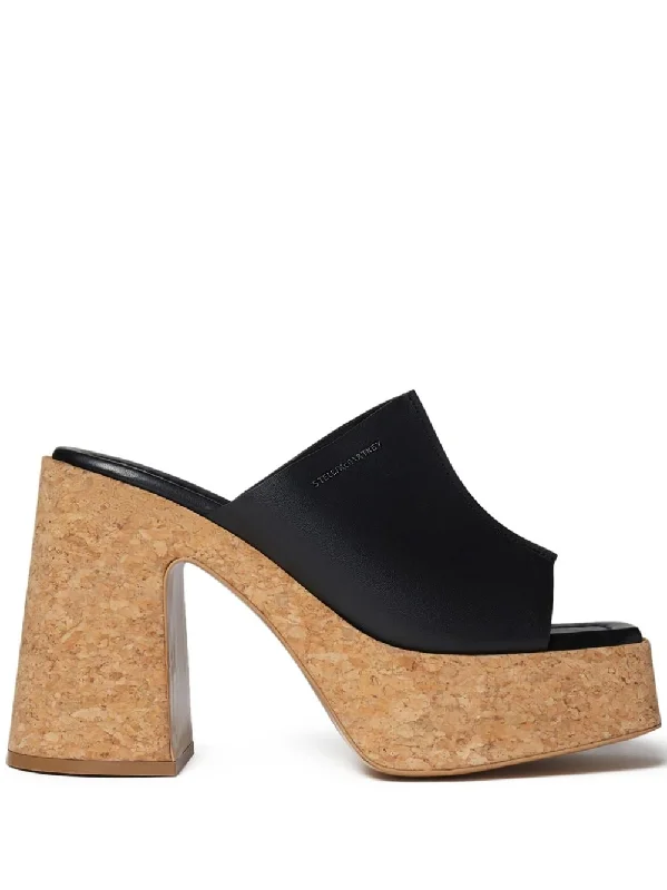 Women’s sandals green lush charm -STELLA MCCARTNEY Eco-Friendly Square Open Toe Cork Platform Heels