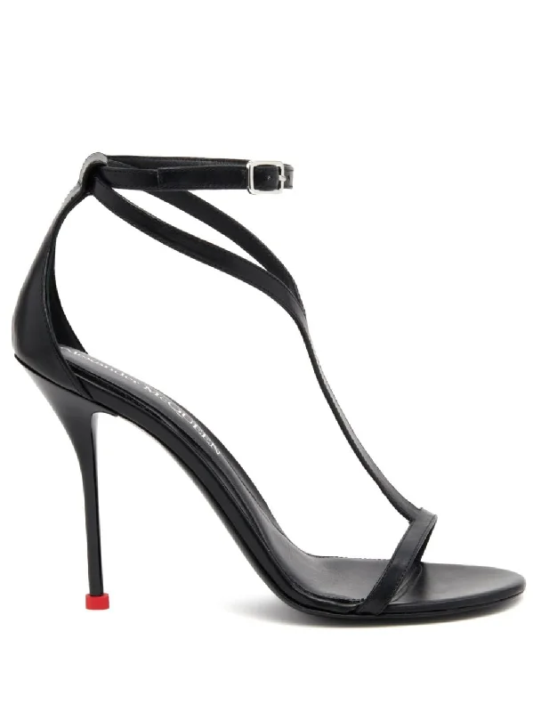 Women’s sandals monogrammed chic -ALEXANDER MCQUEEN Stiletto Heel Sandals with Buckle Ankle Strap - 90mm