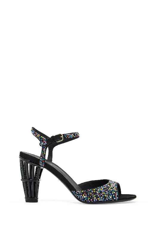 Women’s sandals perforated style -Ferragamo Crystal Cage High Heel Sandals