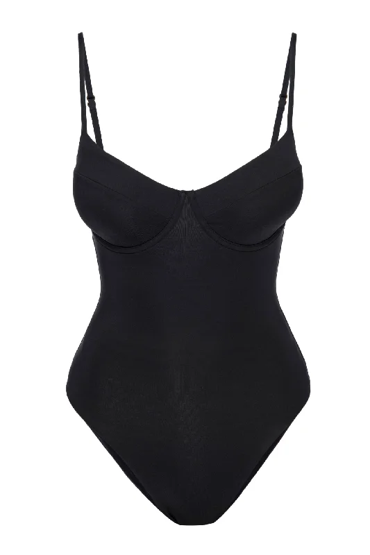 ladies one-piece swimsuit diamond accent -Maui One Piece - Black