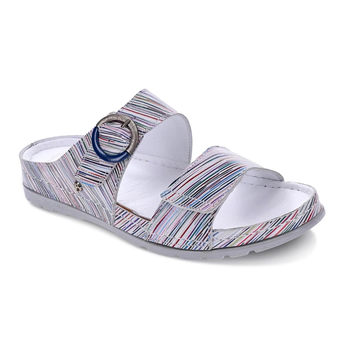 Women’s sandals breathable weave -Revere Palma Women's Strap Slide Sandals In Summer Stripe