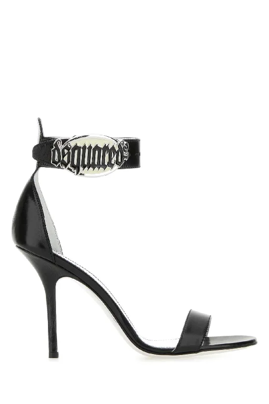 Women’s sandals charcoal depth -DSQUARED Elegant Leather Sandals with 10 cm Heel for Women