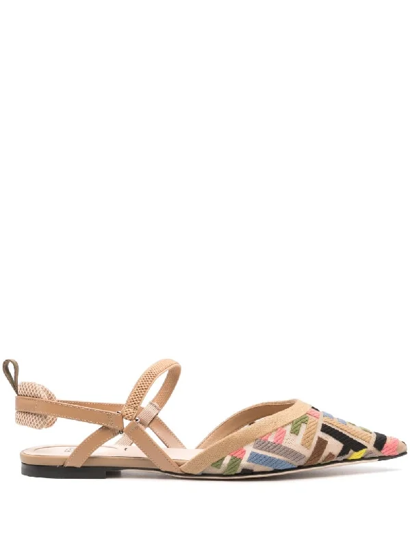 Women’s sandals minimalist glow -FENDI Chic Mesh Pointed Toe Slingback Flats