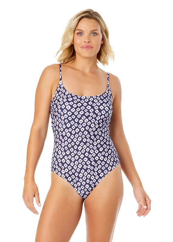 ladies one-piece swimsuit high gloss -Women's Shibori Geo Classic Lingerie Maillot One Piece Swimsuit