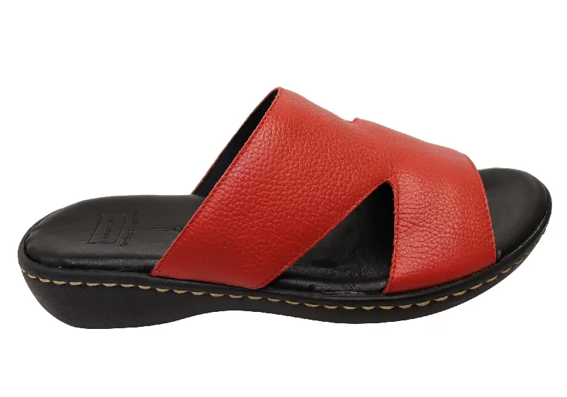 Women’s sandals resort chic -Via Paula Simona Womens Brazilian Comfortable Leather Slides Sandals