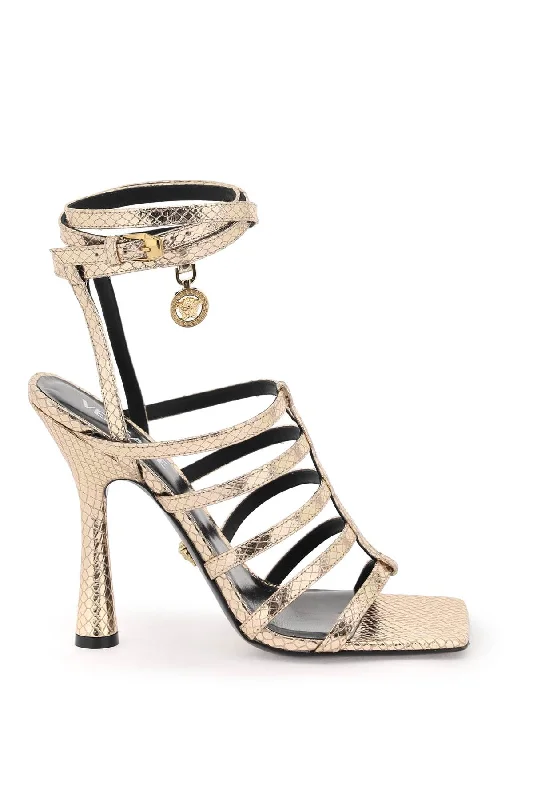 Women’s sandals platform chic lift -VERSACE Luxurious Snake-Effect Sandals for the Fashion-Forward Woman