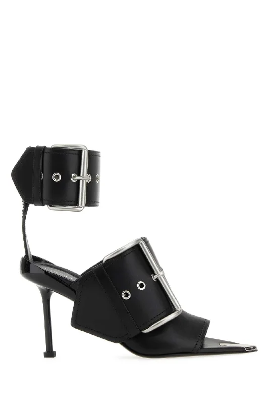 Women’s sandals retro flair -ALEXANDER MCQUEEN Women's Mini Slash Sandals with 9 cm Heel Height