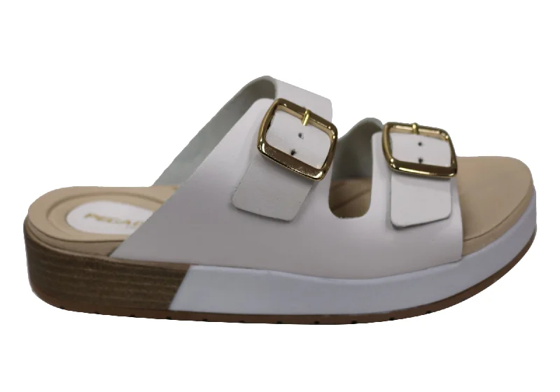 Women’s sandals plus size comfort -Pegada Gabbi Womens Comfortable Leather Slides Sandals Made In Brazil