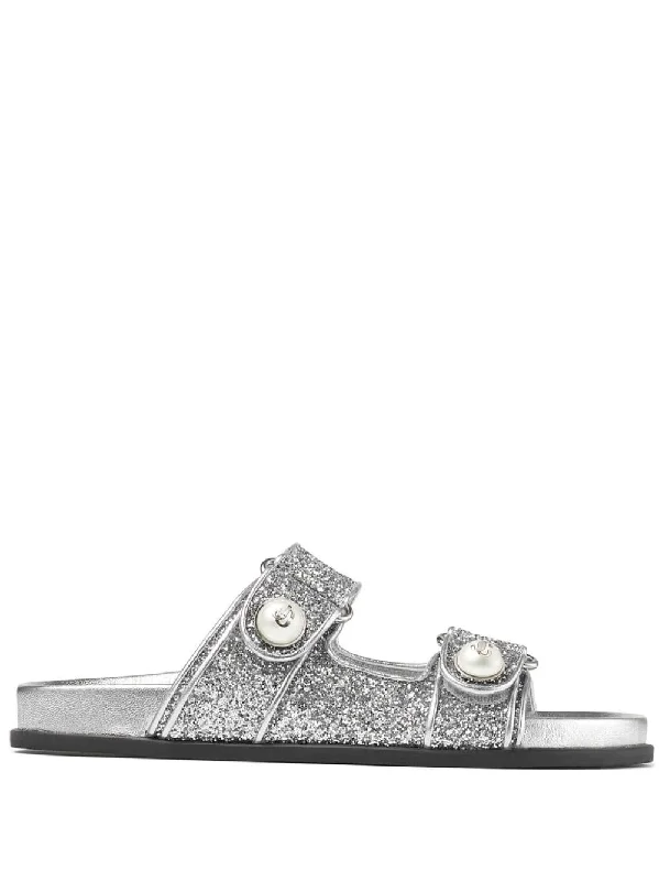 Women’s sandals slip-proof tread -JIMMY CHOO Glittered Open-Toe Sandals