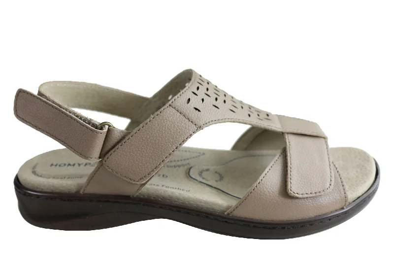 Women’s sandals summer glow -Homyped Devika Womens Comfortable Supportive Leather Wide Fit Sandals