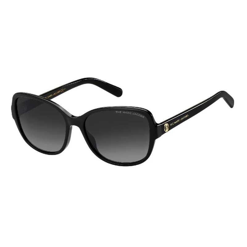 ladies sunglasses ribbed sides -Marc Jacobs MARC 528/S 807 589O(MJ5) Women's Black Sunglasses