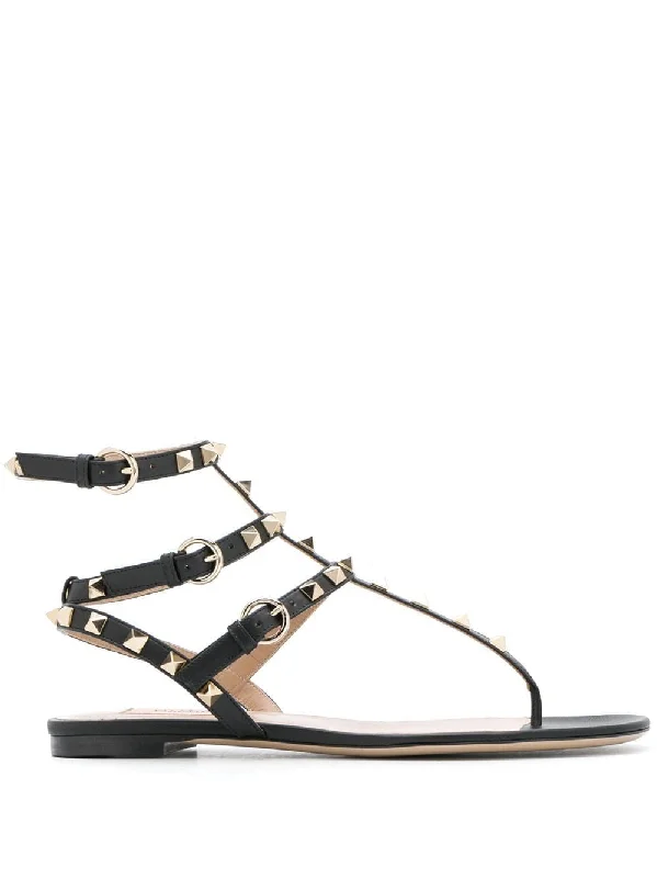 Women’s sandals nude minimalist -VALENTINO Rockstud Thong Sandals for Stylish Women