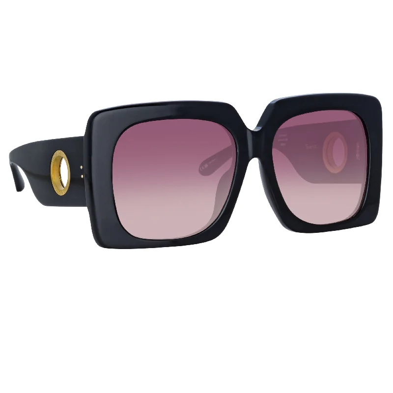 ladies sunglasses wide shield -Sierra Sunglasses in Black and Wine Lenses