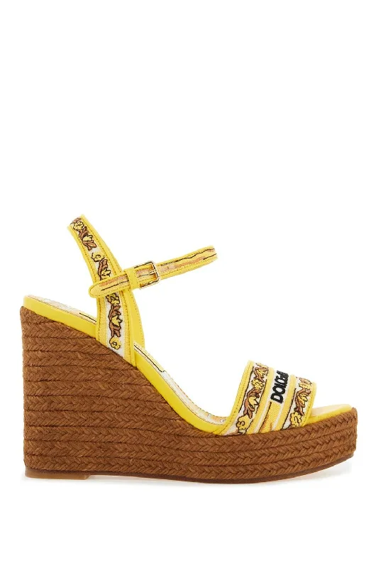 Women’s sandals boutique vibe -DOLCE & GABBANA Embroidered Wedge Sandals for Women