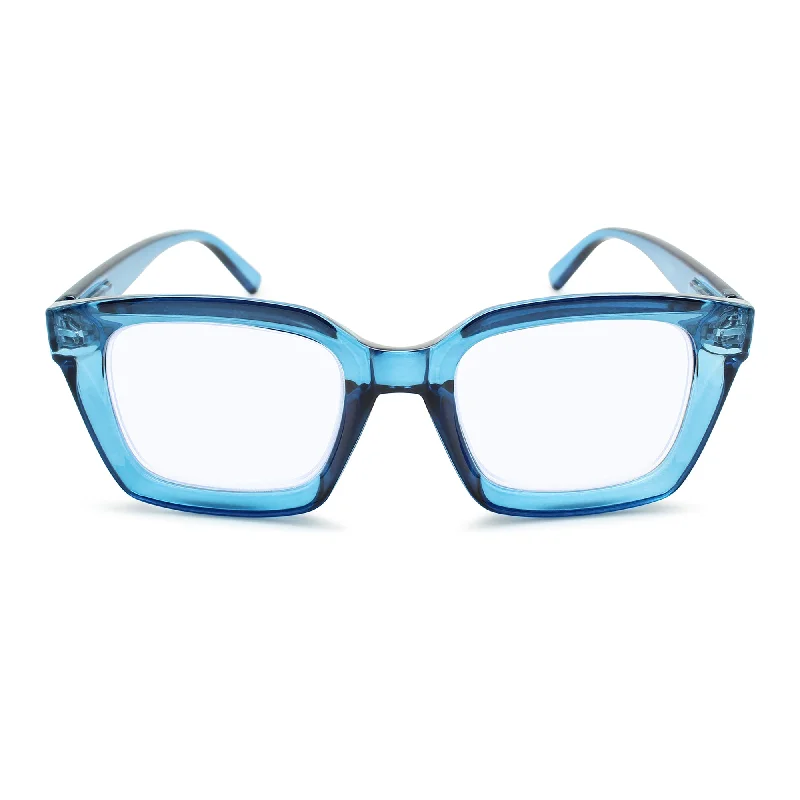 ladies sunglasses tilted shape -Oversized Square Blue Light Women's Reading Glasses | R-877P