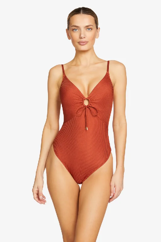 ladies one-piece swimsuit woven print -ANGELA ONE PIECE KEYHOLE