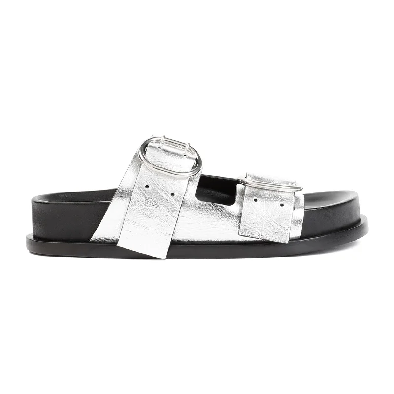 Women’s sandals store classic -JIL SANDER Metallic Leather Sandals for Women - SS24 Collection