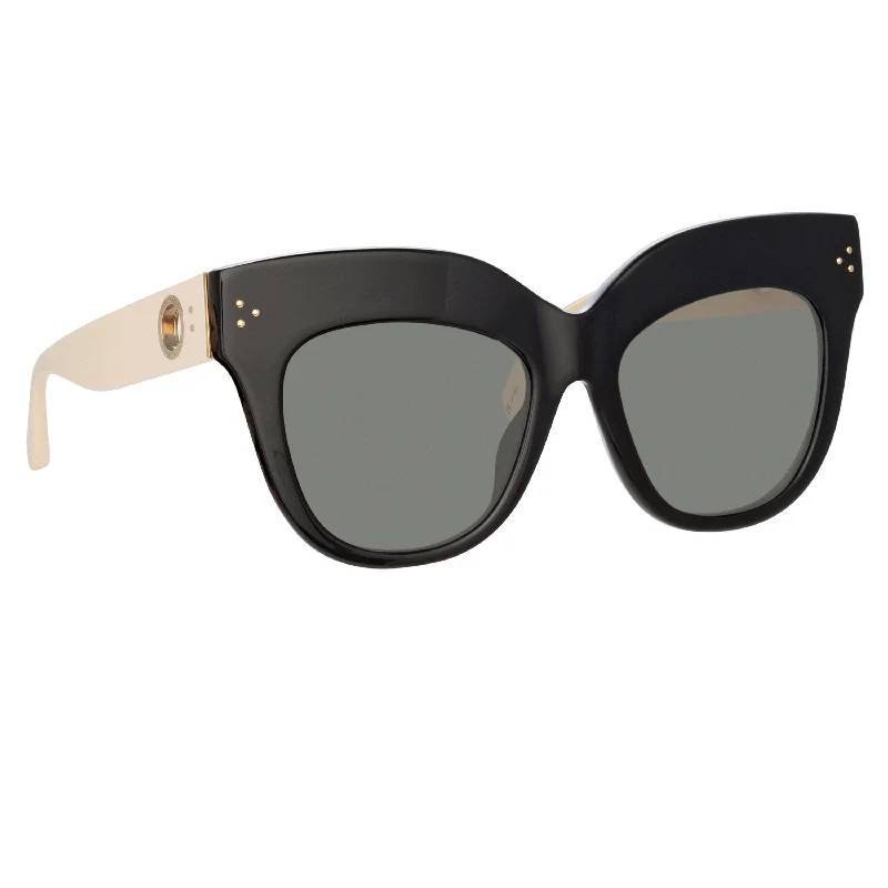 ladies sunglasses mist proof -Dunaway Sunglasses in Black and Cream