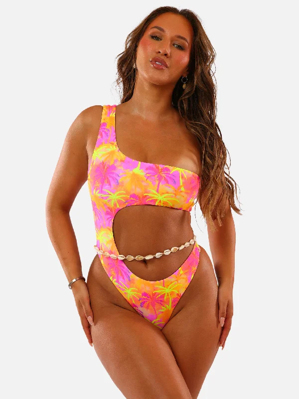 ladies one-piece swimsuit beach vow -NEON NITES TARZAN ONE-PIECE