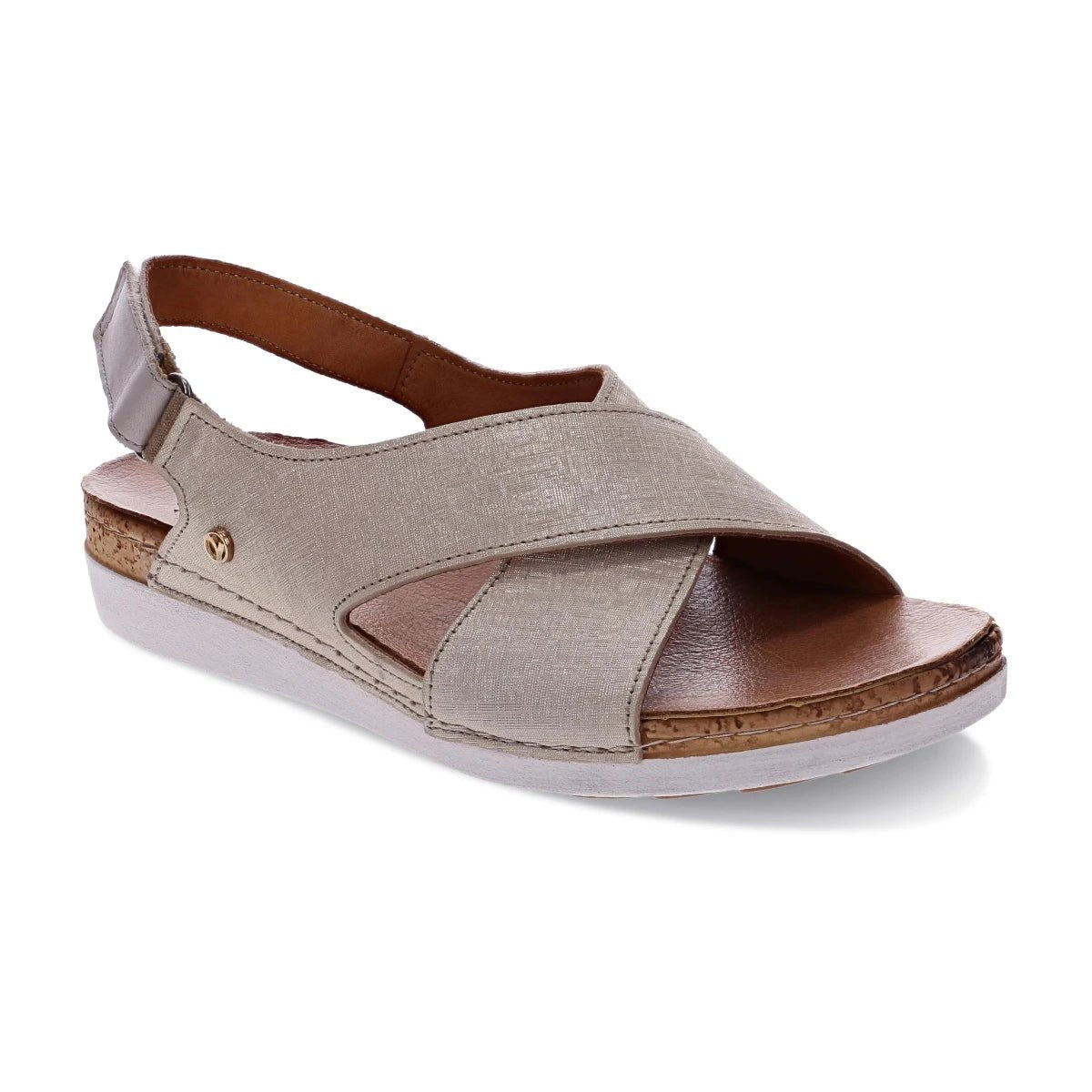 Women’s sandals classic style -Revere Cottesloe Women's Back Strap Sandals In Gold Linen