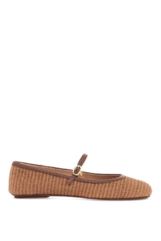 Women’s sandals sustainable wear -GIANVITO ROSSI Women's Carla Raffia Ballerinas with Adjustable Strap