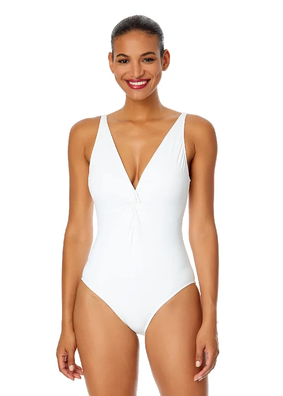 ladies one-piece swimsuit love trip -Women's Live In Color Plunge Twist One Piece Swimsuit