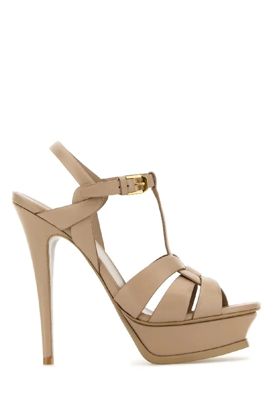 Women’s sandals store classic -SAINT LAURENT Elegantly Chic Leather Tribute Sandals with 10.5 cm Heel