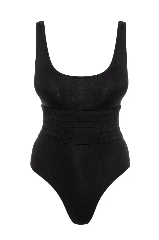 ladies one-piece swimsuit raised waist -Corsica One Piece - Black