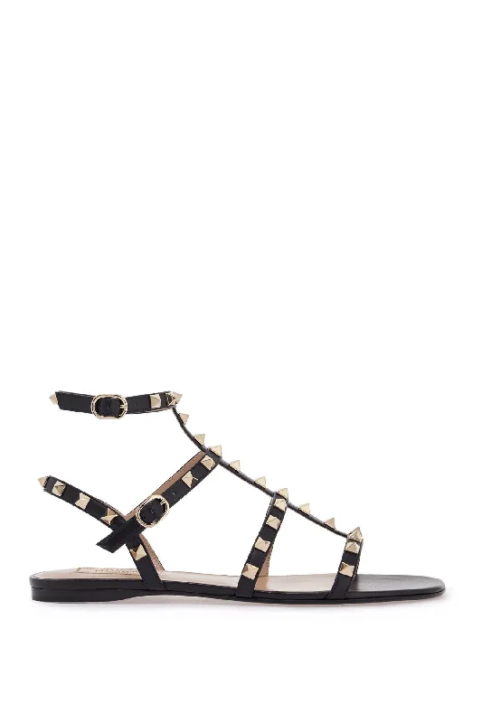 Women’s sandals peep toe charm -VALENTINO GARAVANI Rockstud Leather Sandals with Adjustable Ankle Strap